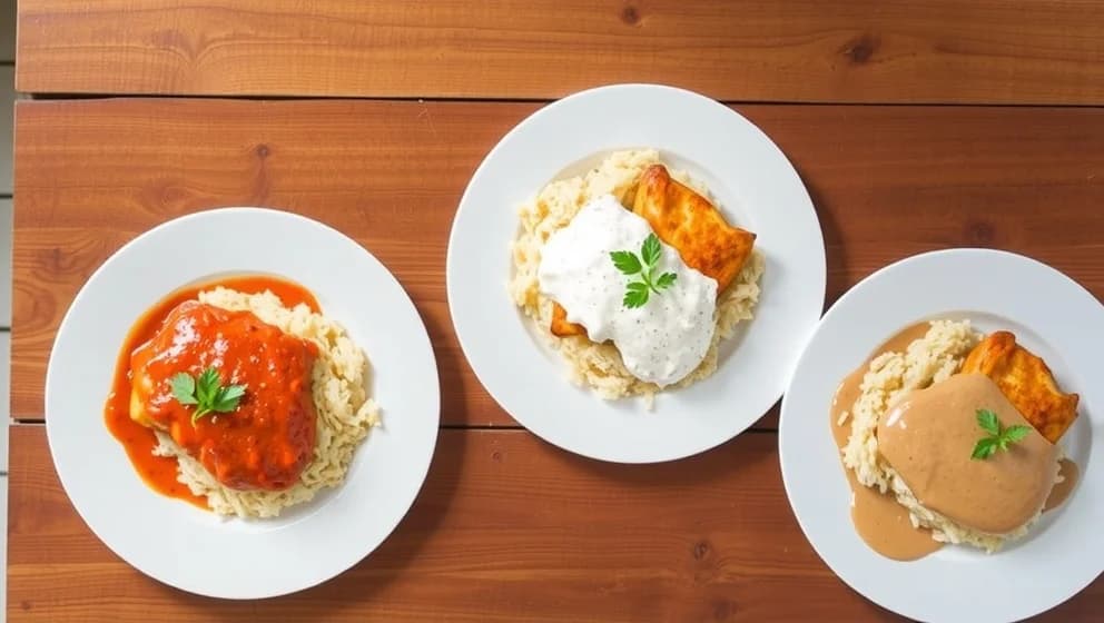 Kyckling med ris och sås hemma på tre sätt