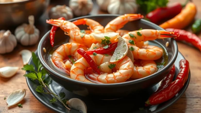 Mauds heta räkor med vitlök och chili