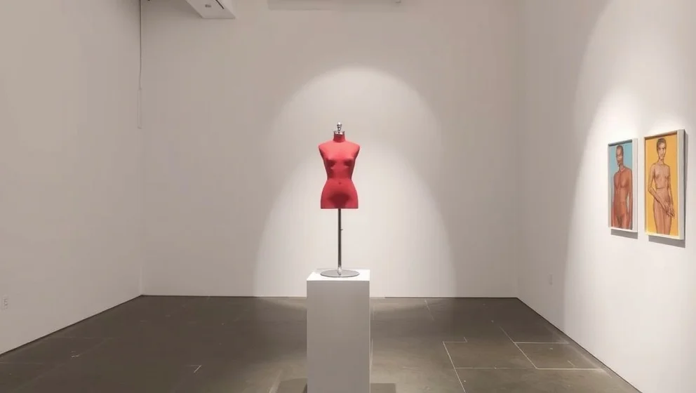 Rollistan i mannekäng i rött